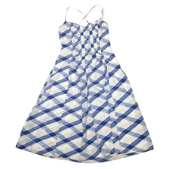 Banana Republic Plaid A-Line Slip Pleated midi Dress size 4p sleeveless wedding - Picture 6 of 12